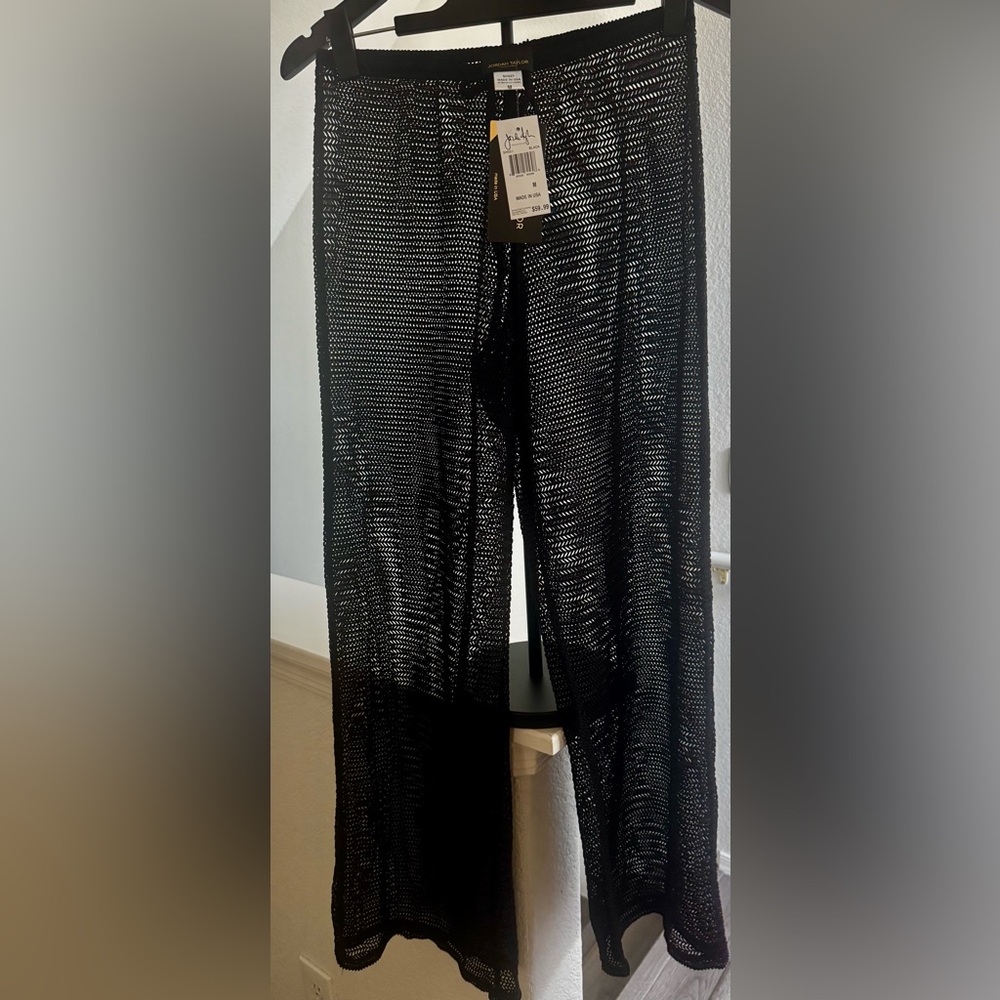 Jordan Taylor Black Open-Knit Cover-Up Pants